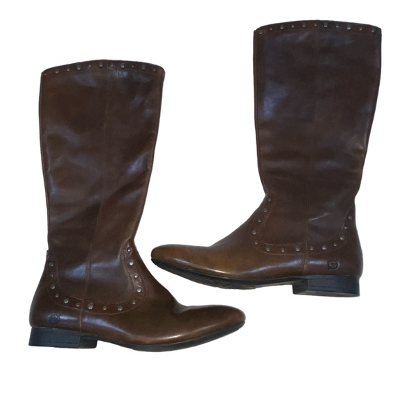 BORN Lizzie Western-Inspired Studded Genuine Leather Brown Boots - Women Size 8 - Picture 8 of 16